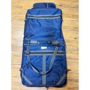 Vintage Oscar De La Renta Travel Garment Bag Canvas Blue Carry On Luggage